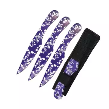 TK 00538-SKBL Purple Skull Throwing Knives Set