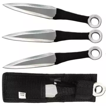 TK086-36SL 6.5" SILVER ROPE HANDLE THROWING KNIVES