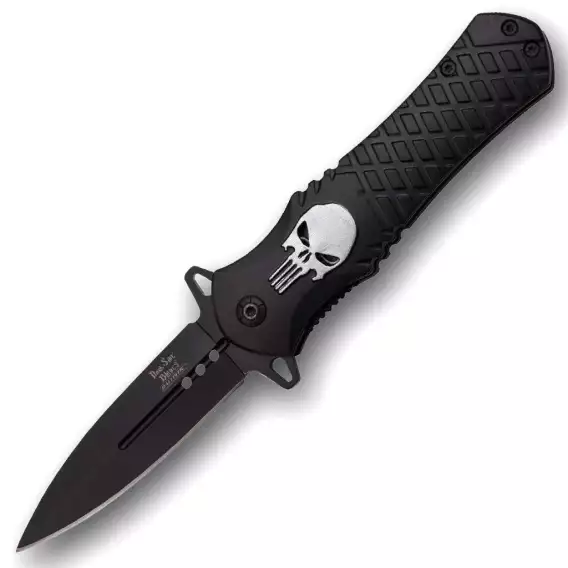 Punisher Emblem Spring Assisted Knife