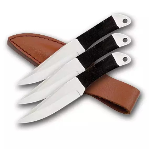 Set of 3 - Throwing Knives w/ Leather Sheath YD 3422CS