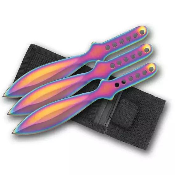 Set of 3 Rainbow Throwing Knives RC 001RB