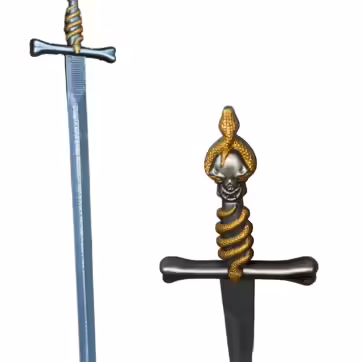 BWS08 Gold Snake And Skull Sword
