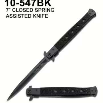 10-547BK Black Stiletto Folding Knife