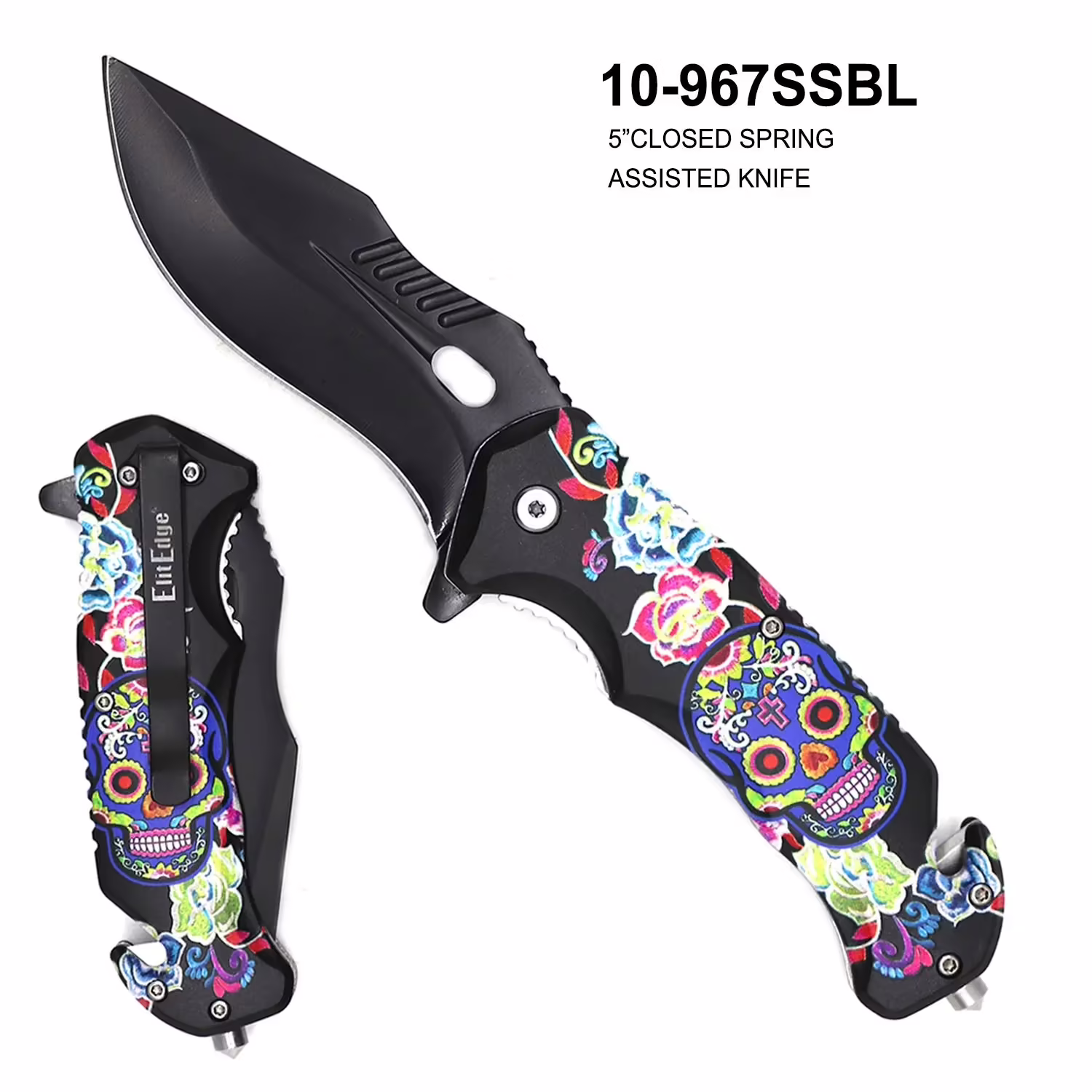 10-967SSBL BLUE SUGAR SKULLS KNIFE