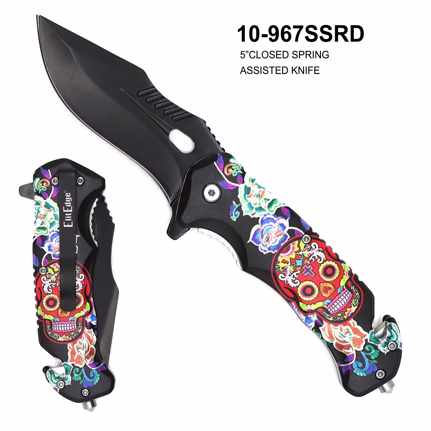 10-967SSRD SPRING ASSISTED SUGAR SKULLS KNIFE