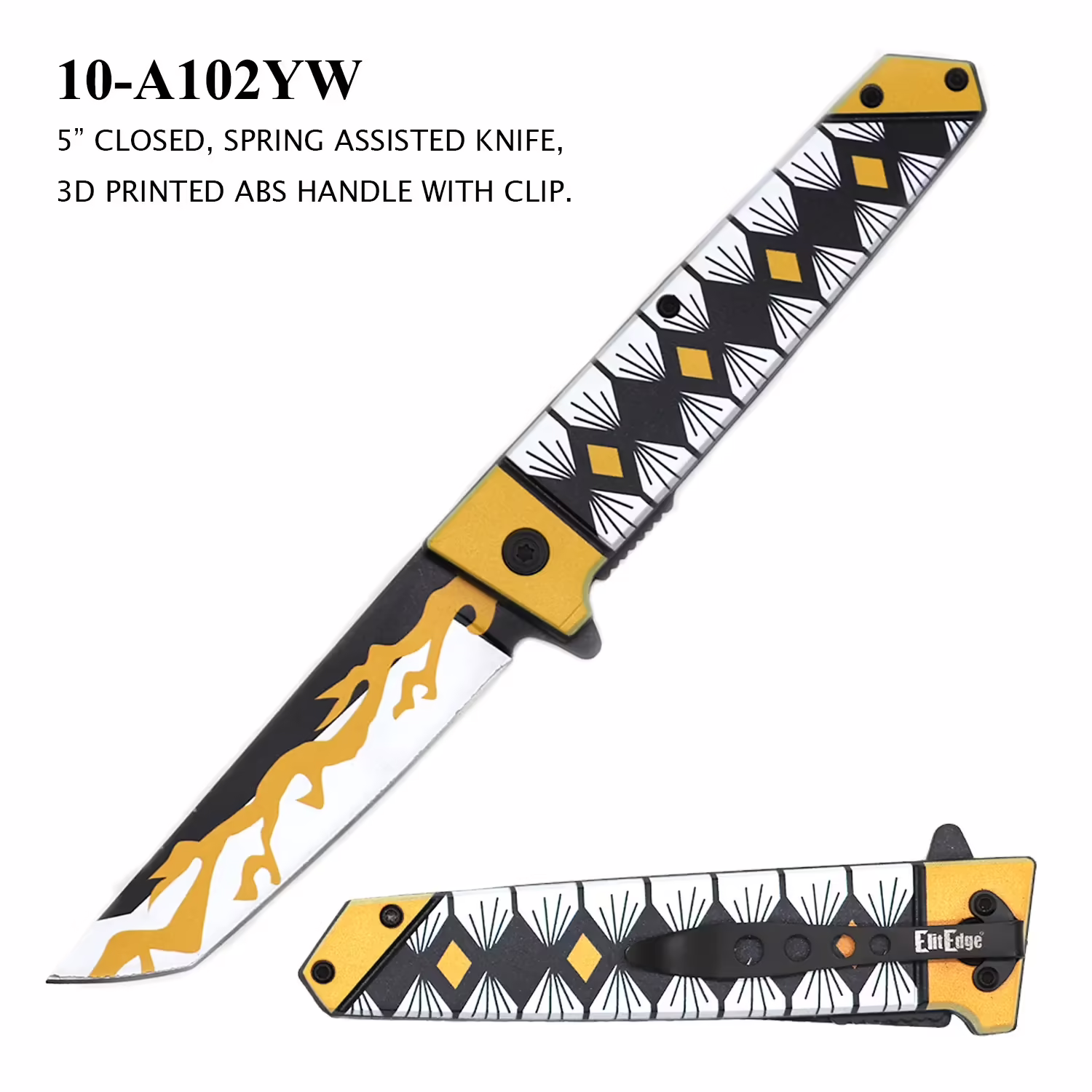 10-A102YW YELLOW & BLACK SAMURAI KNIFE