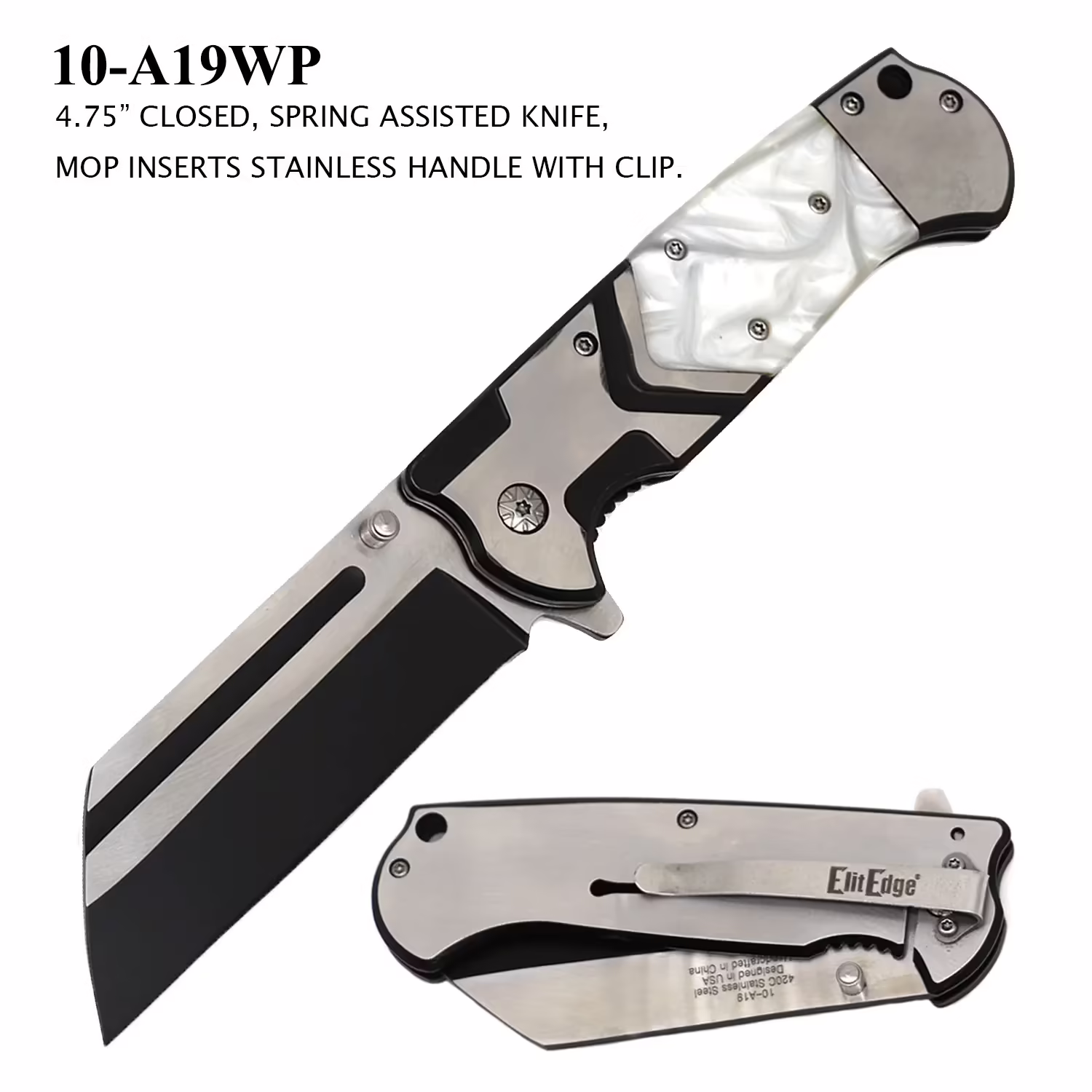 10-A19WP SPRING ASSISTED SHEEP'S FOOT POCKET KNIFE