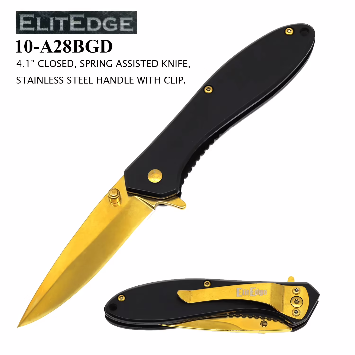 10-A28BGD GOLD & BLACK KNIFE