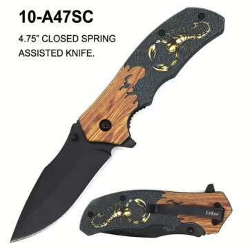 10-A47SC 4.75" CLOSED SPRING ASSISTED SCORPION 3D TEXTURED KNIFE