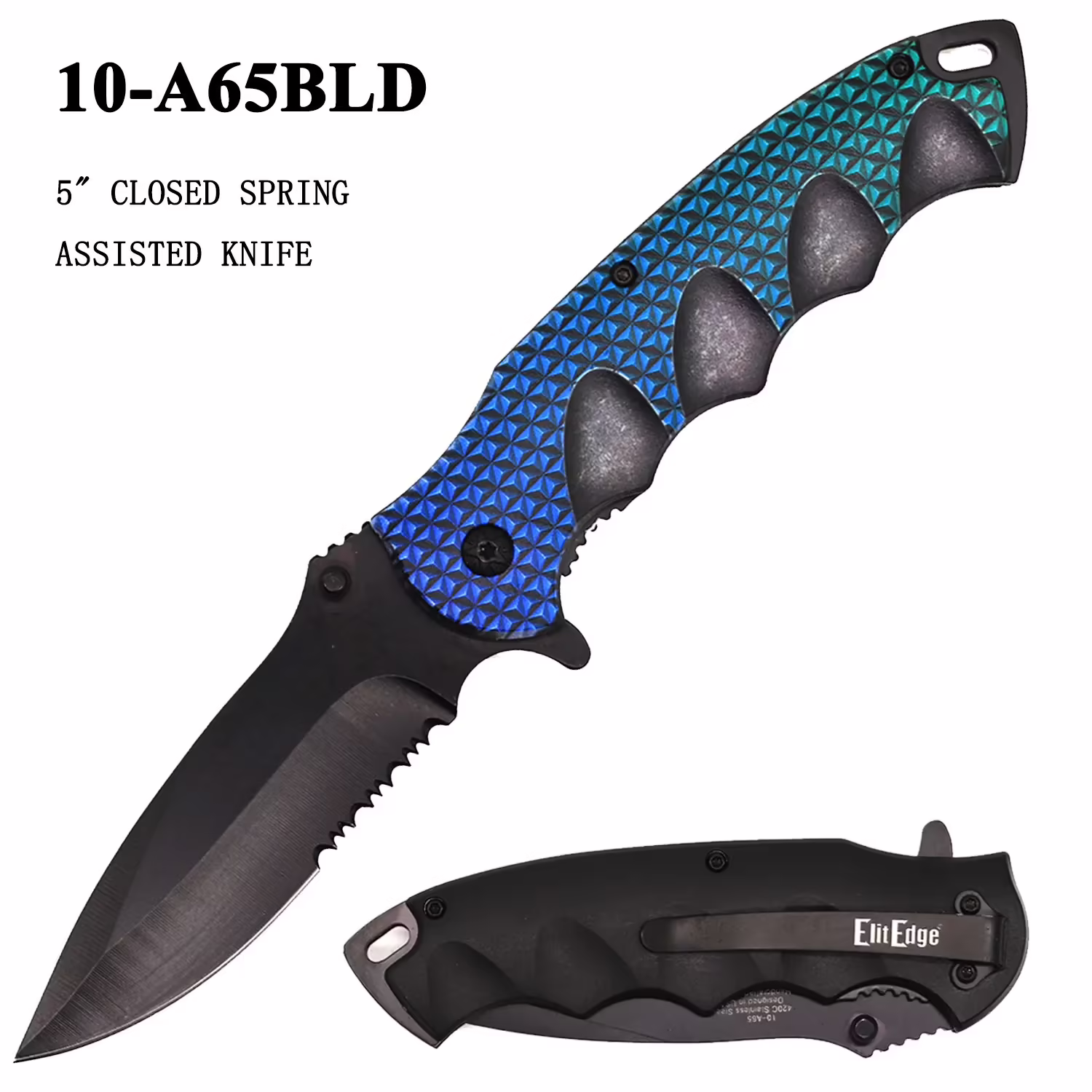 10-A65BLD Blue Spring Assisted Knife