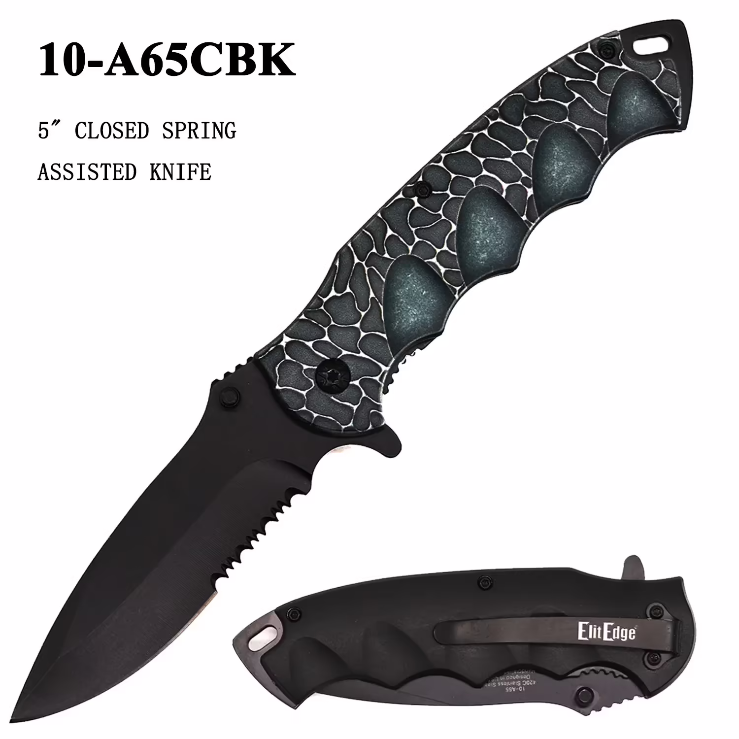 10-A65CBK Black Spring Assisted Knife