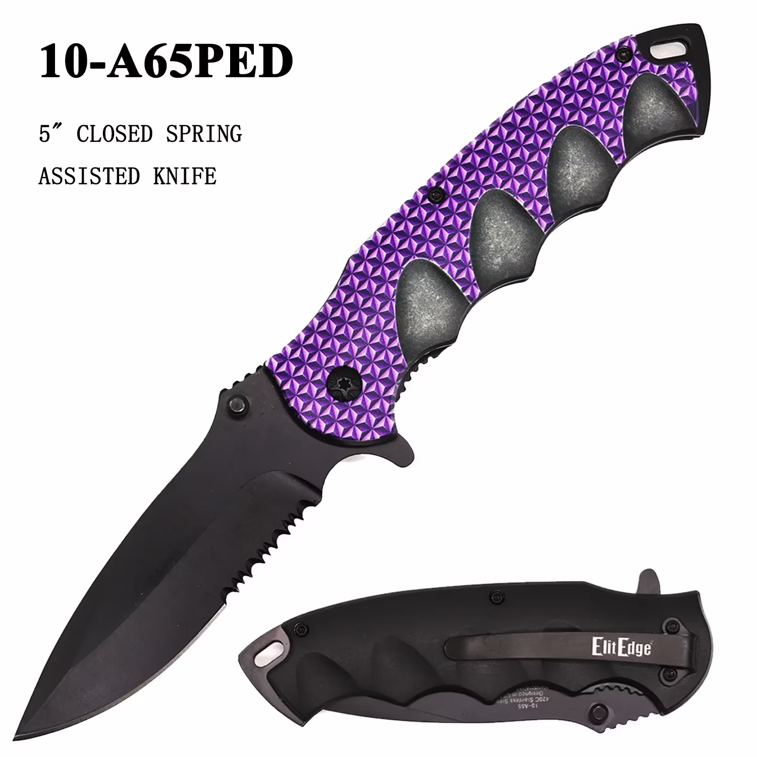 10-A65PED Purple Spring Assisted Knife