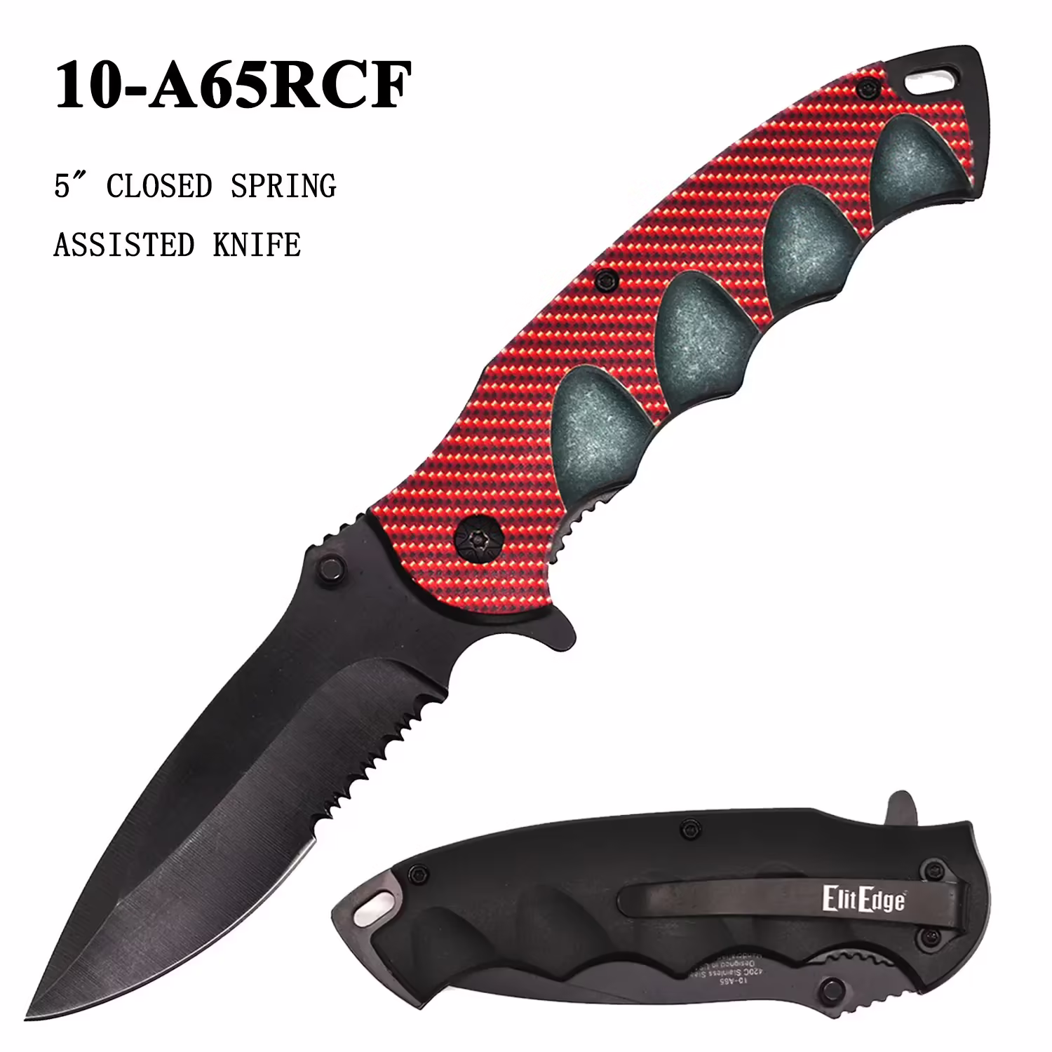 10-A65RCF Red Spring Assisted Knife