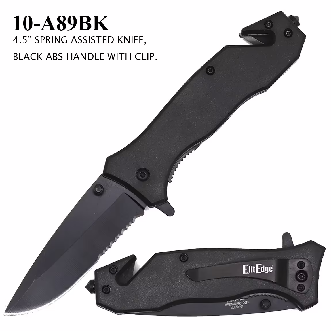 10-A89BK Black Spring Assisted Knife