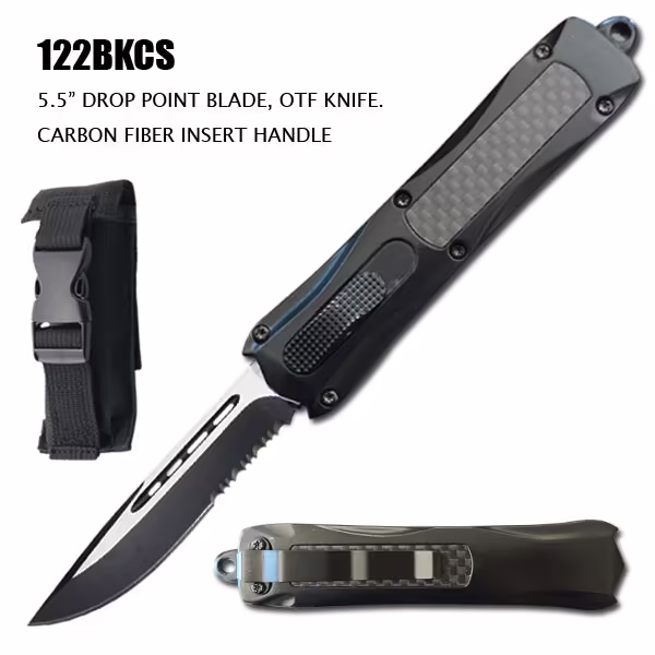 122BKCS 9" OTF BLACK W GREY INSERT