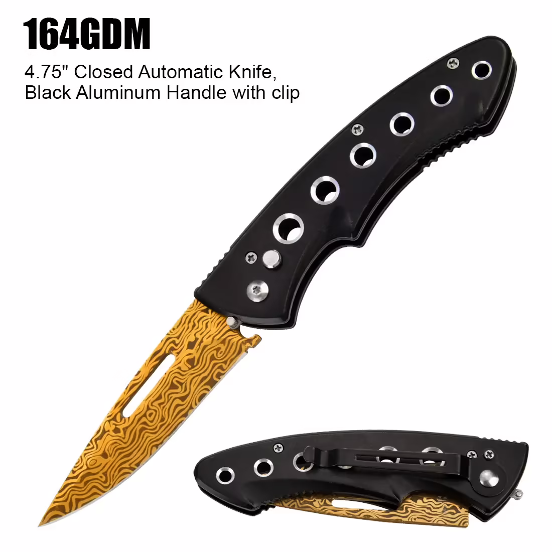 164GDM GOLD PUSH BUTTON KNIFE