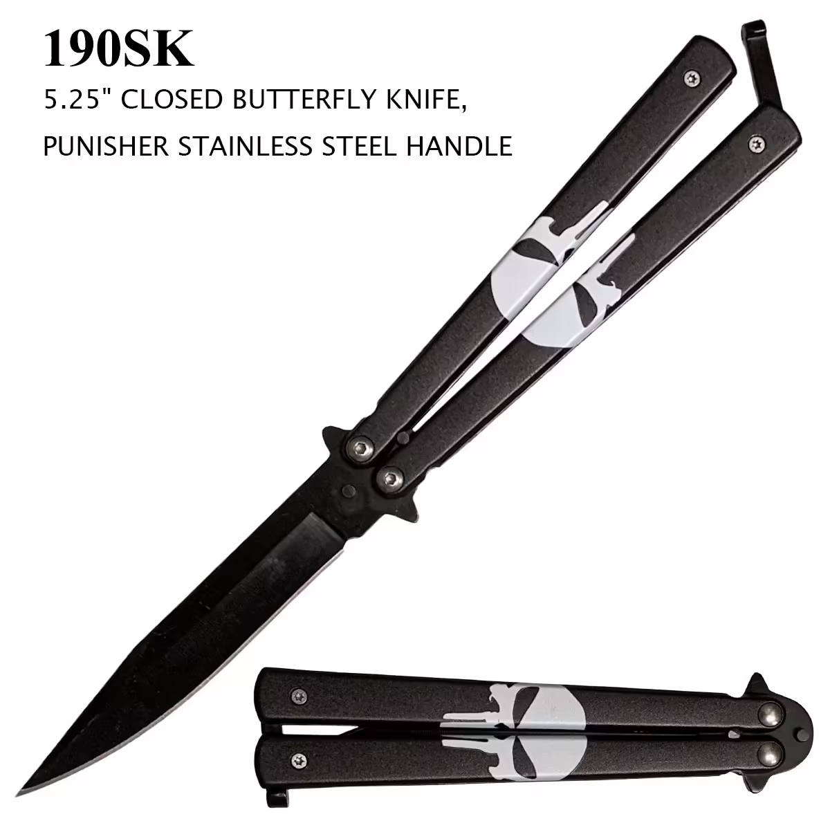 190SK SKULL BUTTERFLY KNIFE