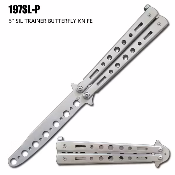 197SL-P SILVER TRAINER BUTTERFLY KNIFE