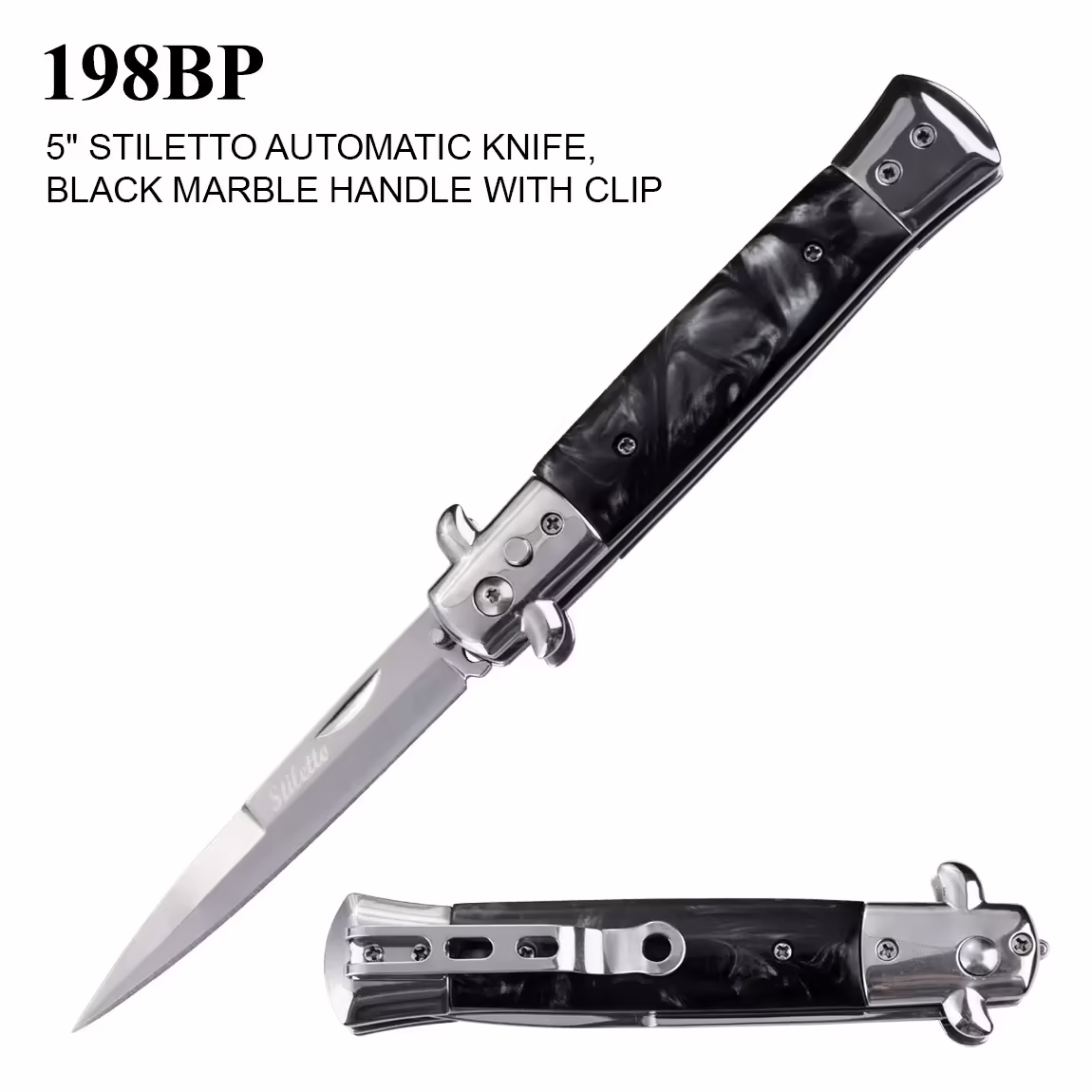 198BP Black Stiletto Automatic Knife