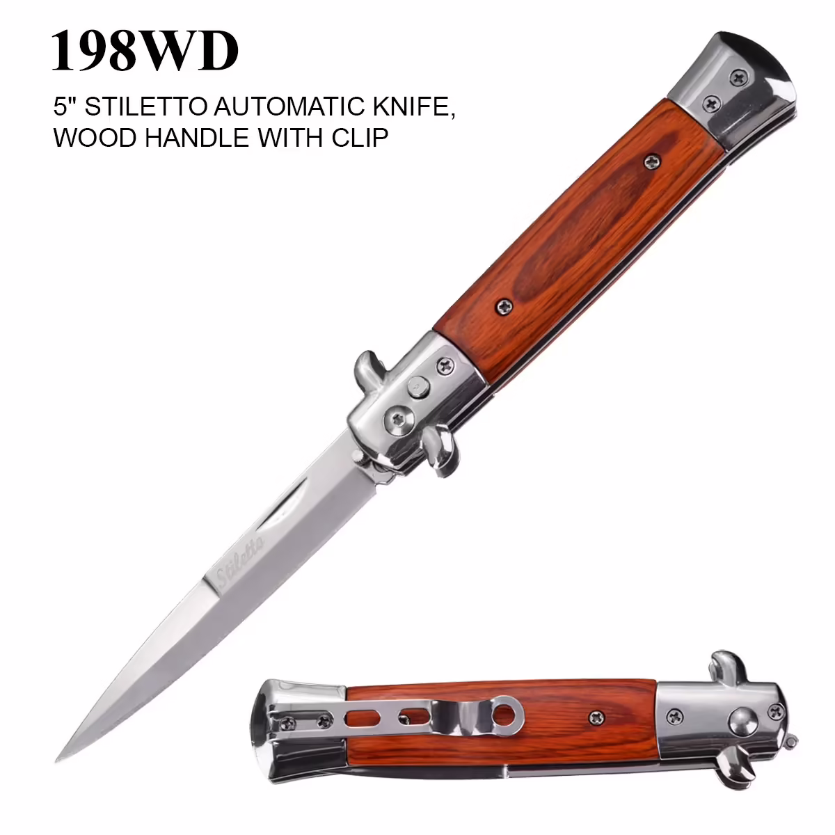 198WD  Wood Handle Stiletto Knife