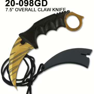 20-098GD 7.5″ Overall KARAMBIT NECK KNIFE W/ABS SHEATH