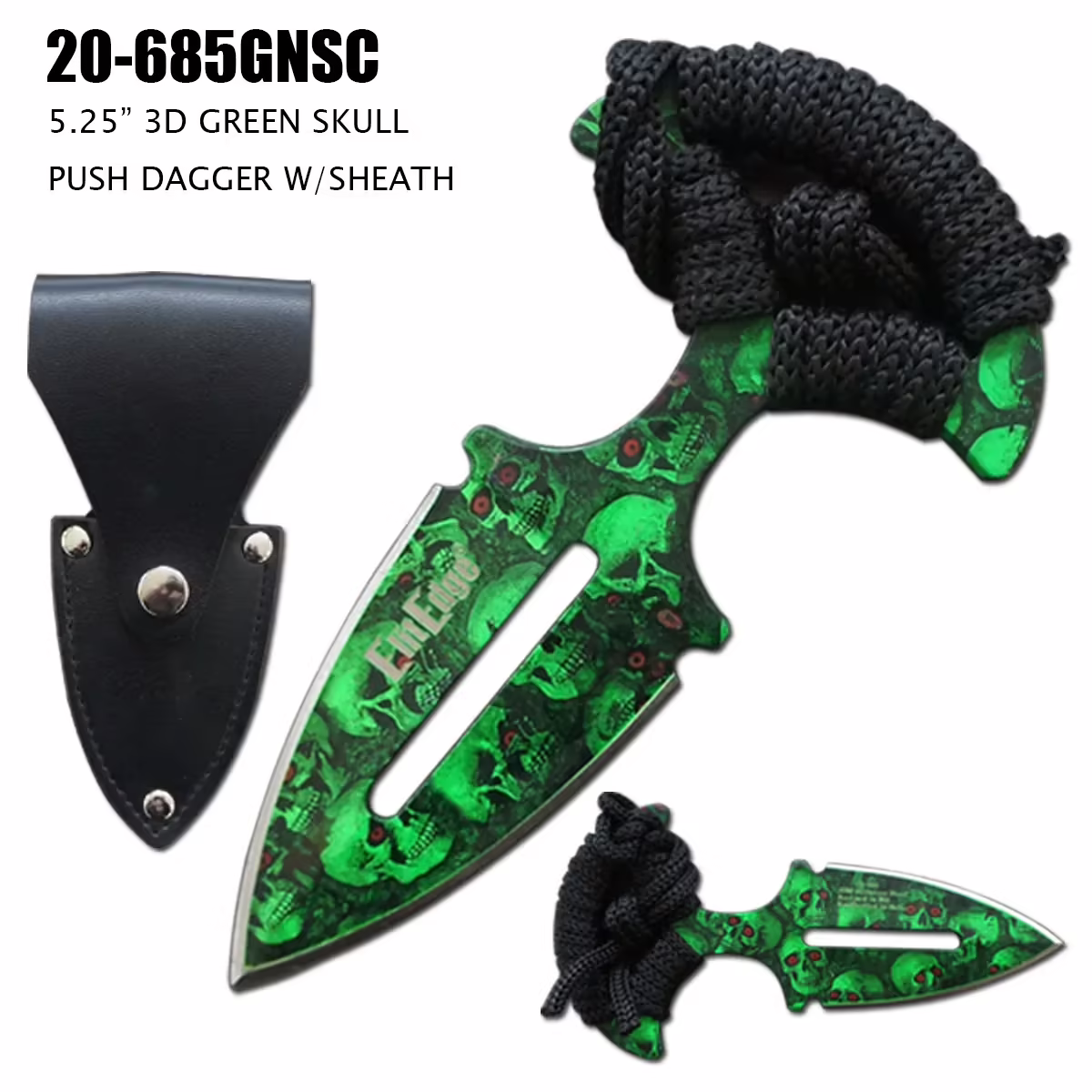 20-685GNSC GREEN SKULLS PUSH DAGGER