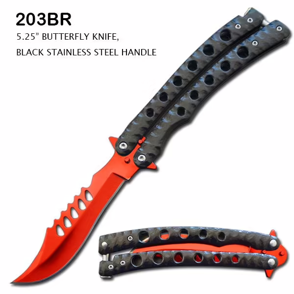 203BR Red & Black Butterfly Knife