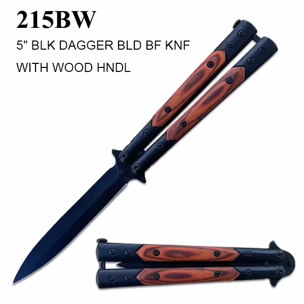 215BW WOOD HANDLE BUTTERFLY KNIFE
