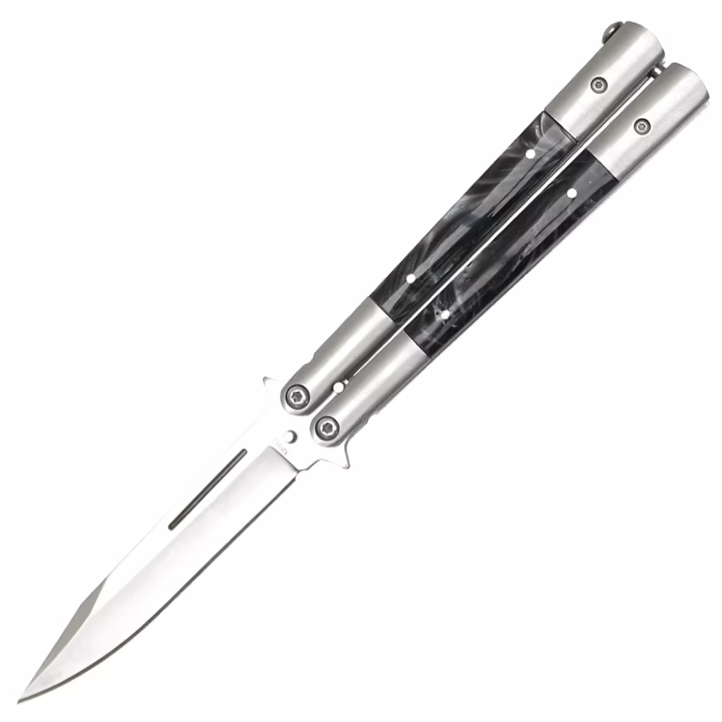 266 BP Black And Silver Butterfly Knife