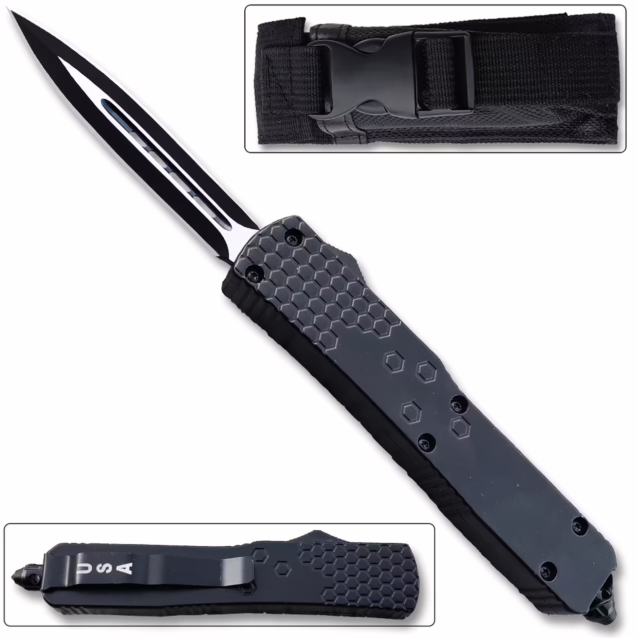 OTF-902 Slim Black Spear Point OTF Knife