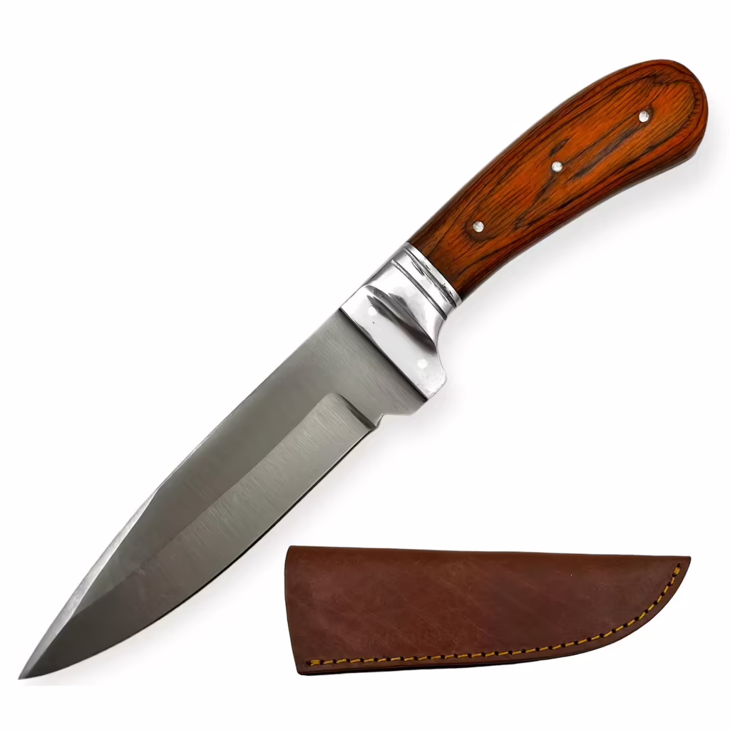 PC-124 9" Red Brown WOOD HANDLED HUNTING KNIFE