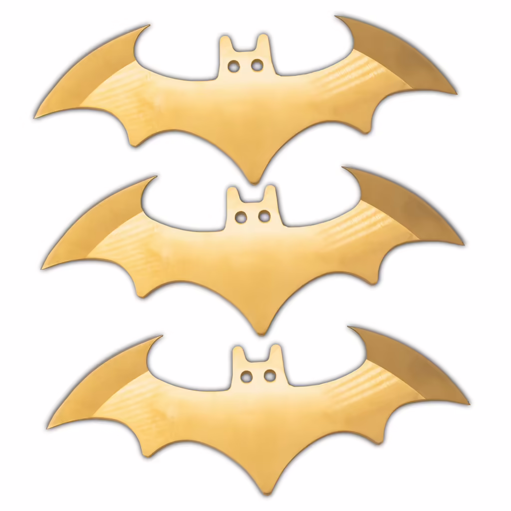 T-2493-GD-3 Gold Bat Throwing Blades
