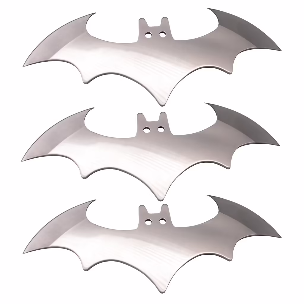 T-2493-SL-3  Silver Bat Throwing Knives