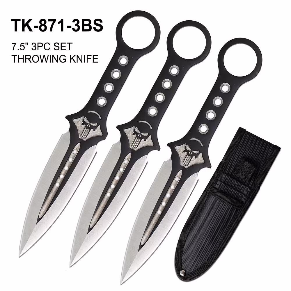 TK-871-3BS 7.5" 3 PIECE THROWING KNIFE SET