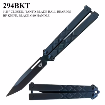 294BKT 5.25" CLOSED BUTTERFLY KNIFE BALL BEARING W/ G10 HANDLE