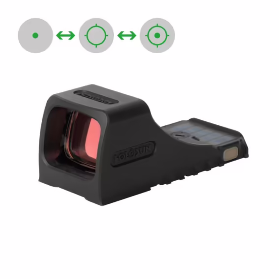 Holosun SCS-P10-GR Open Reflex Green Dot Sight – Switchable 2MOA Dot & 32MOA Circle Dot Reticle with Solar Power