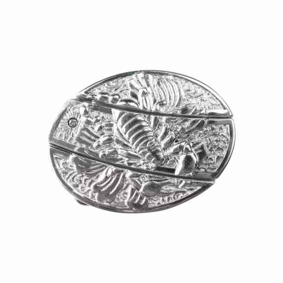 BK 07S  SILVER SCORPION BELT BUCKLE KNIFE