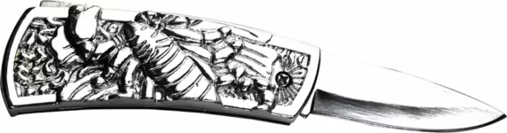 BK 07S  SILVER SCORPION BELT BUCKLE KNIFE - Image 2